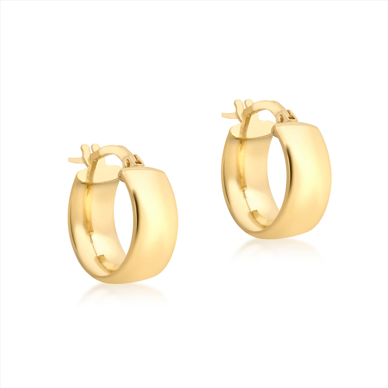 Wide gold huggie on sale earrings