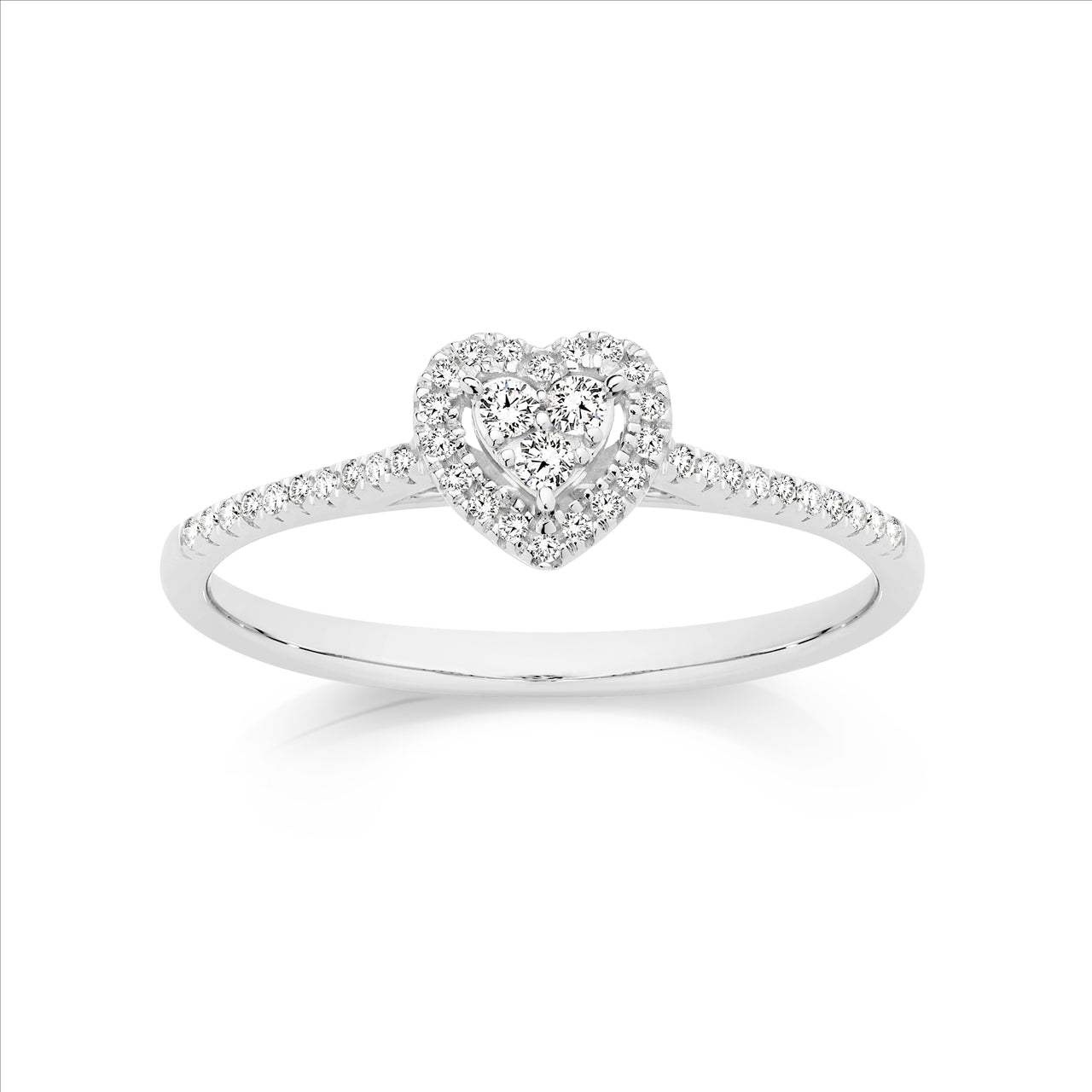 Diamond Heart Cluster White Gold Ring