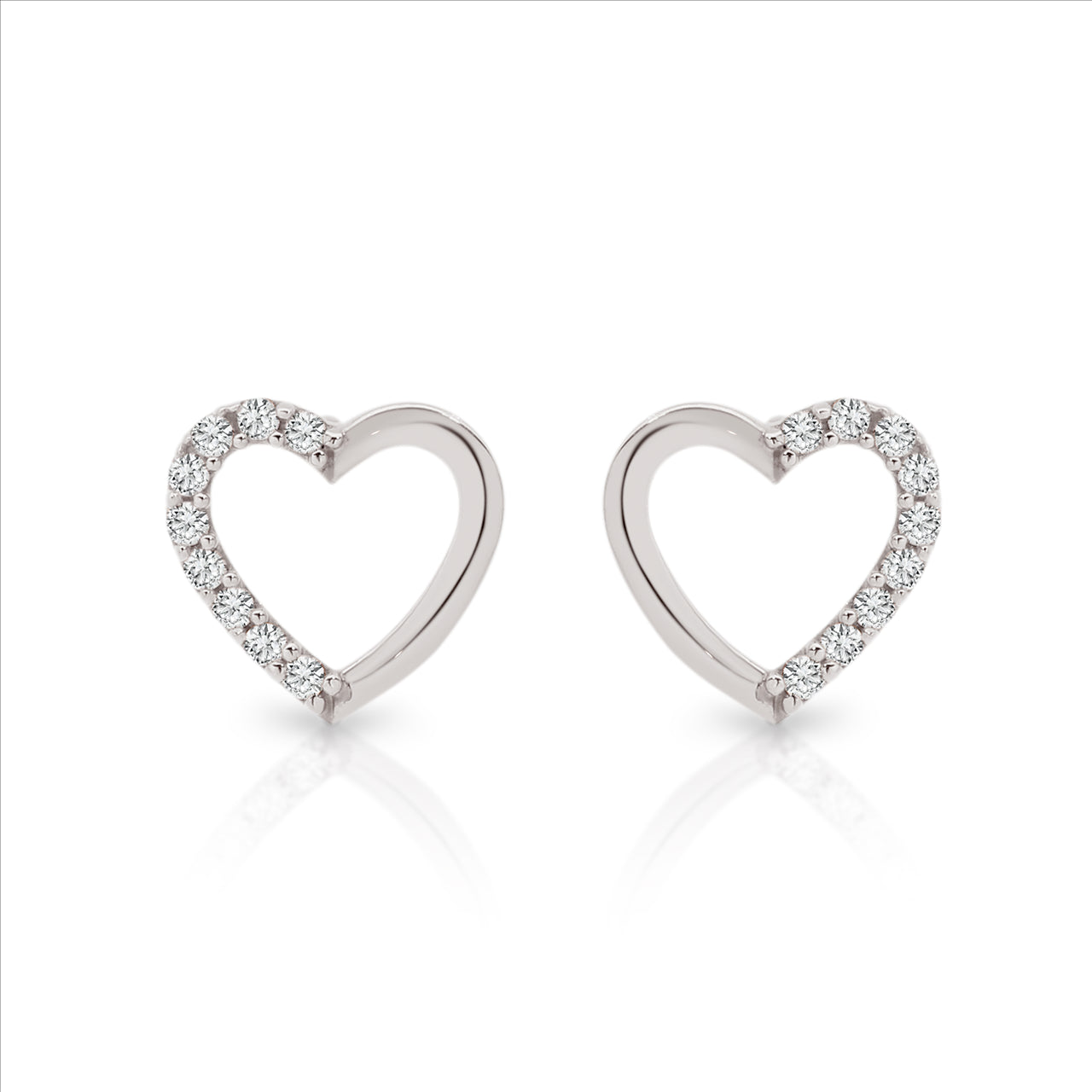 White gold store heart earrings