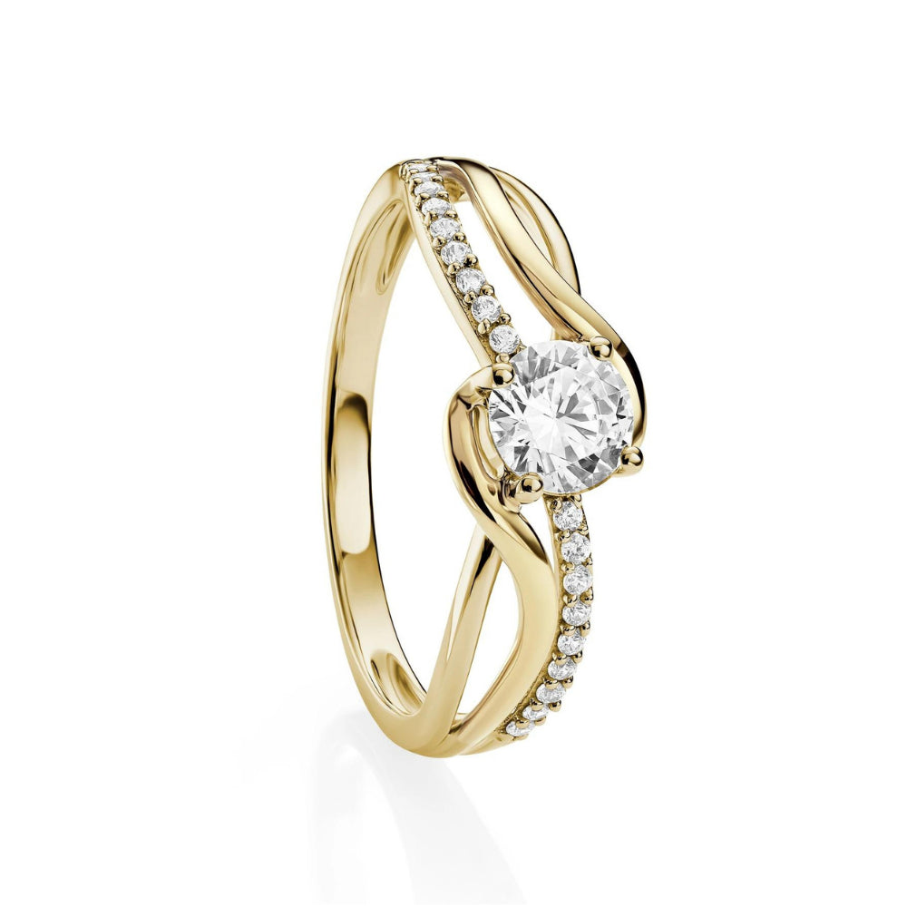 Yellow Gold Crossover Cubic Zirconia Ring