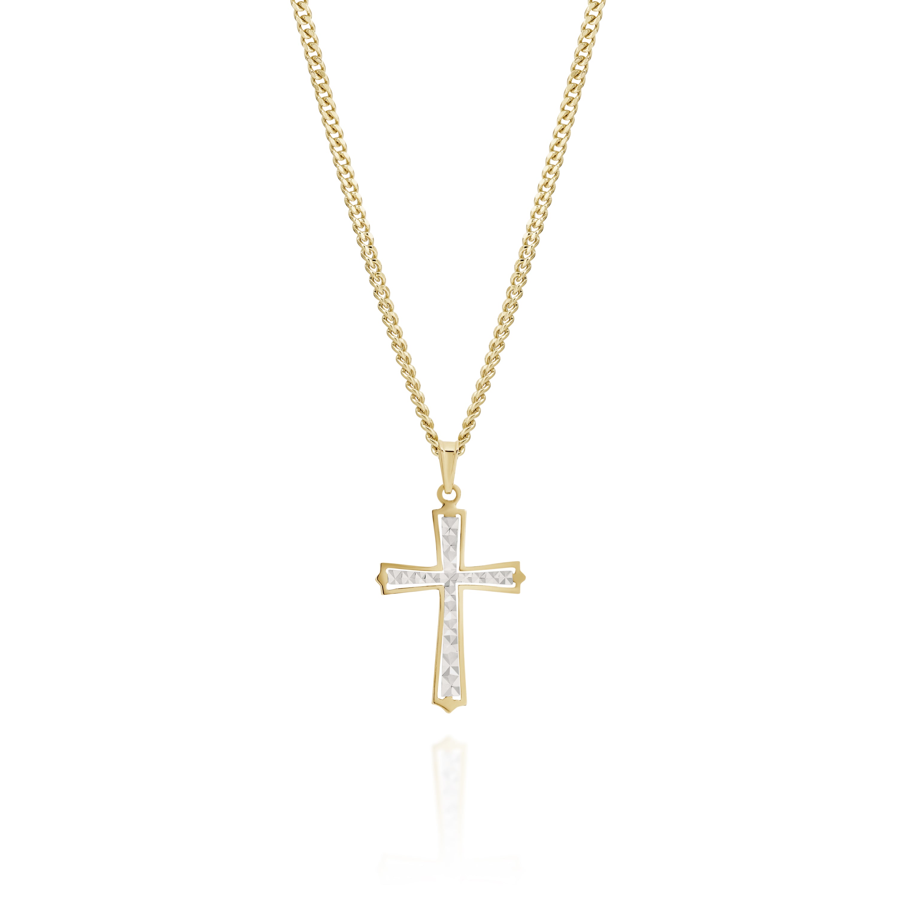 Diamond cut gold hot sale cross pendant