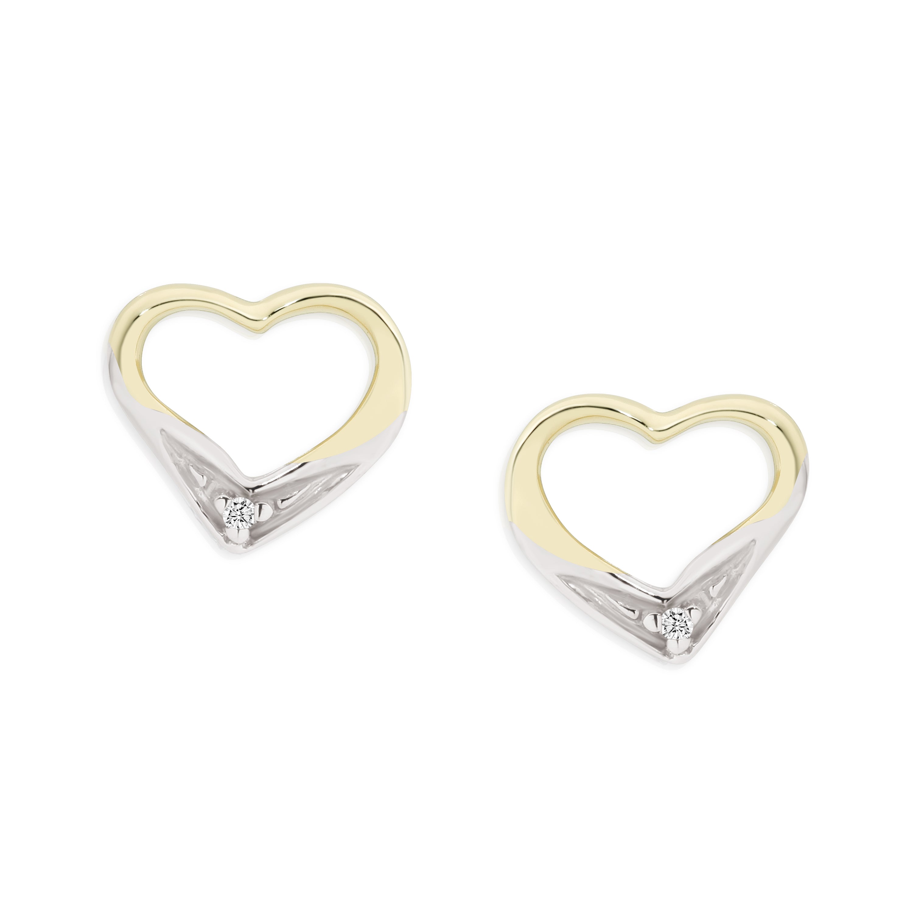 Gold Diamond open heart Stud Earrings