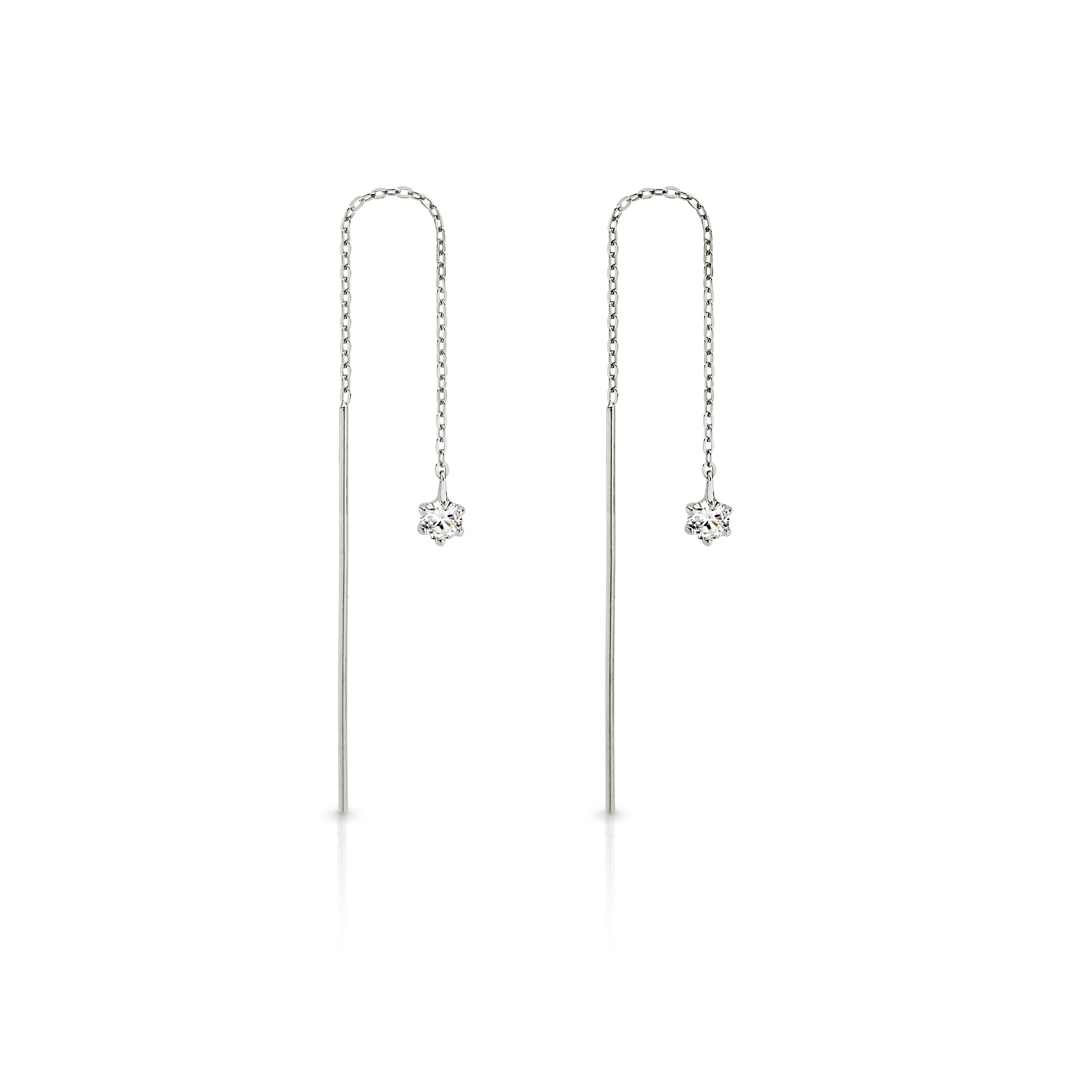 Long white gold deals earrings