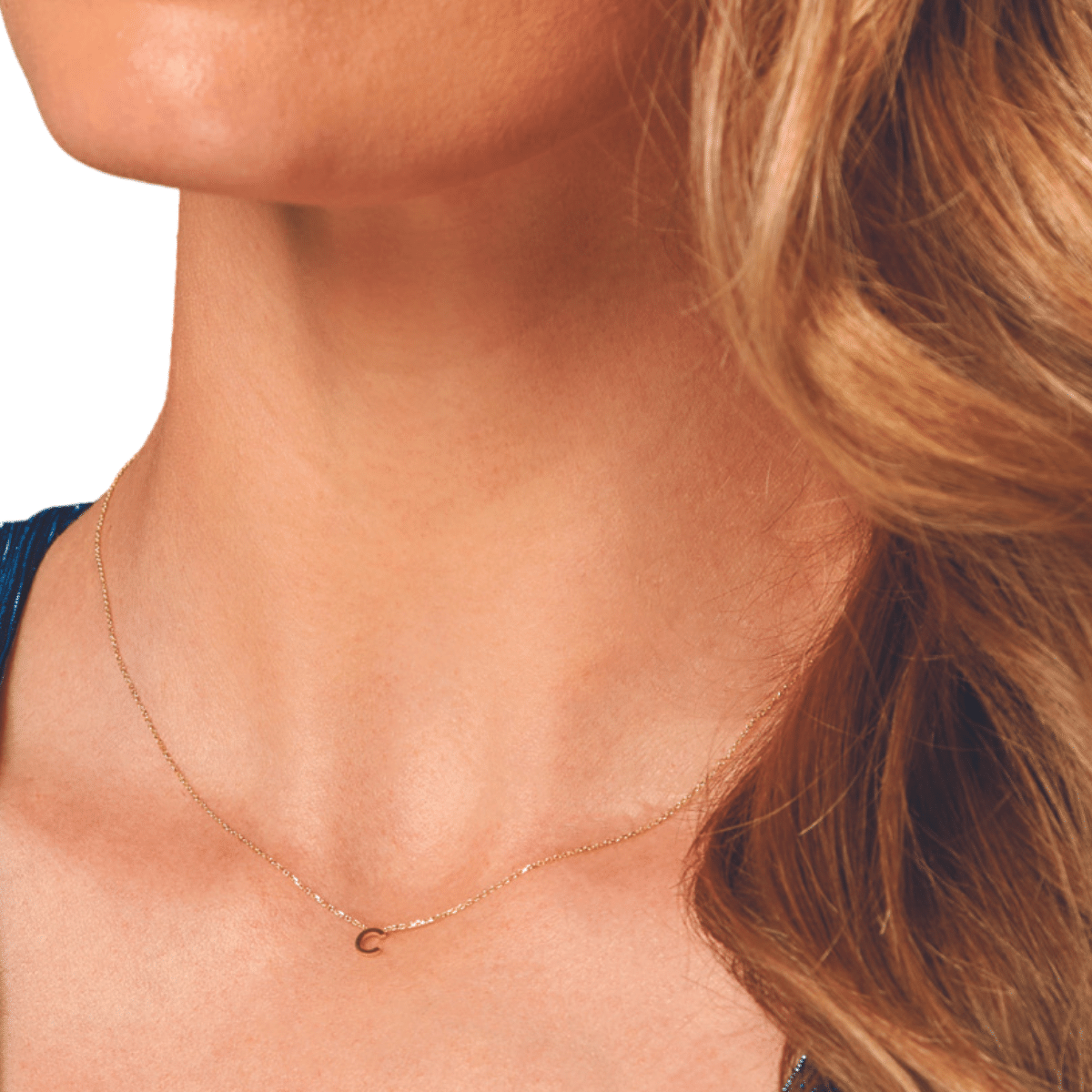 Mini Rayos Initial Necklace in 18k Rose Gold Plating - MYKA