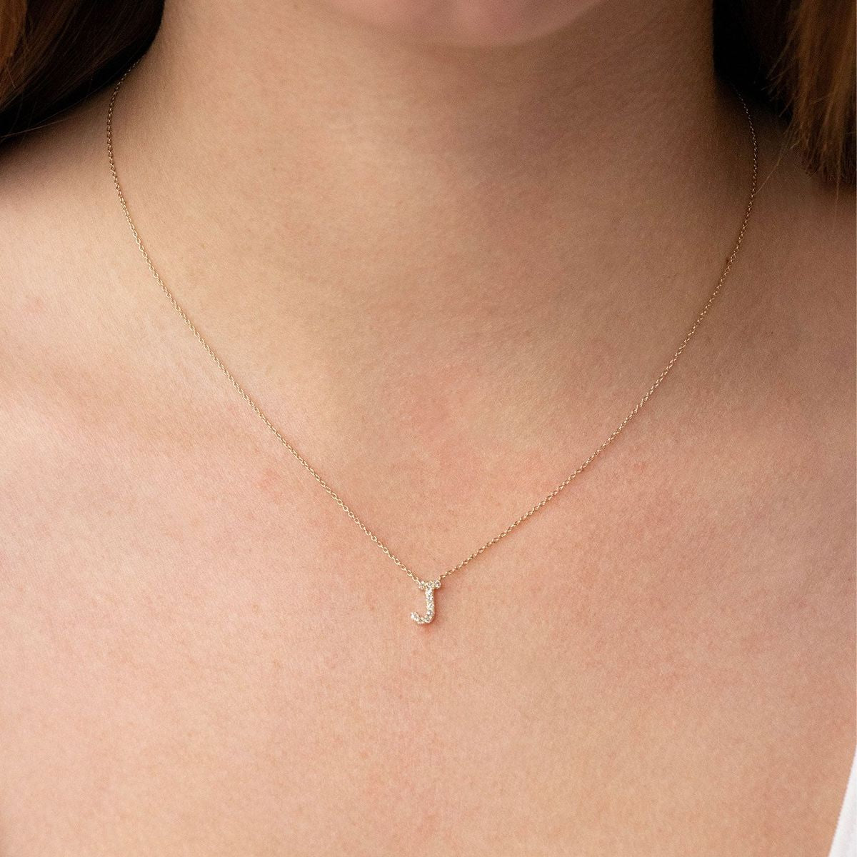 Diamond initial j on sale necklace